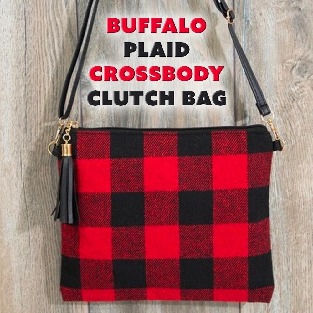 Buffalo Plaid Crossbody Clutch Bag